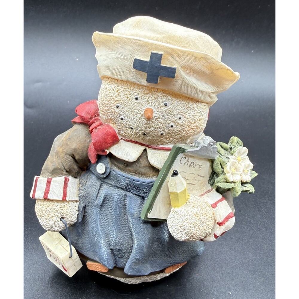 Christmas NURSE Joanie Snowman Hero By clementine Designs 5” Tall Cute! LO21